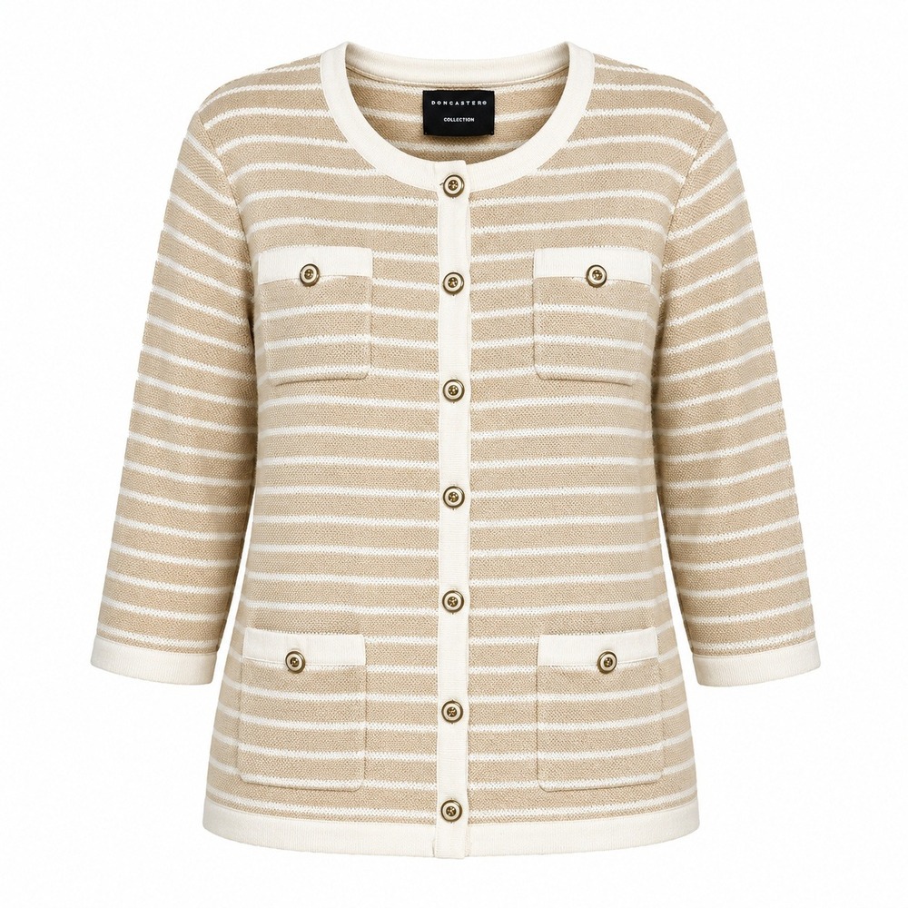 Doncaster Old Money Striped Cardigan XL Preppy Coastal Grandma Nautical